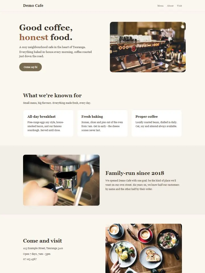 The Café Kit - site preview